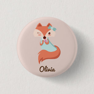 NIEDLICHER FOX MIT BLUE BOW HINZUFÜGEN IHREN NAMEN BUTTON