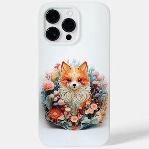 Niedlicher Fox mit Blume 3D Paper Cutout Case-Mate iPhone 14 Pro Max Hülle