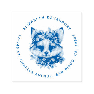 Niedlicher Fox mit Blumenkronenbildungsanschrift Permastempel
