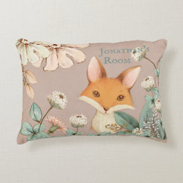 Niedlicher Fox mit Blumenschrift-Kinderzimmer Dekokissen