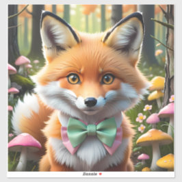 Niedlicher Fox mit einem grünen und rosa Bug Aufkleber