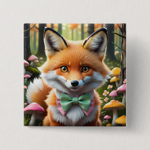 Niedlicher Fox mit einem grünen und rosa Bug Button