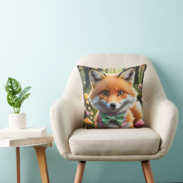 Niedlicher Fox mit einem grünen und rosa Bug Kissen