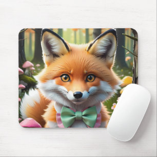 Niedlicher Fox mit einem grünen und rosa Bug Mousepad