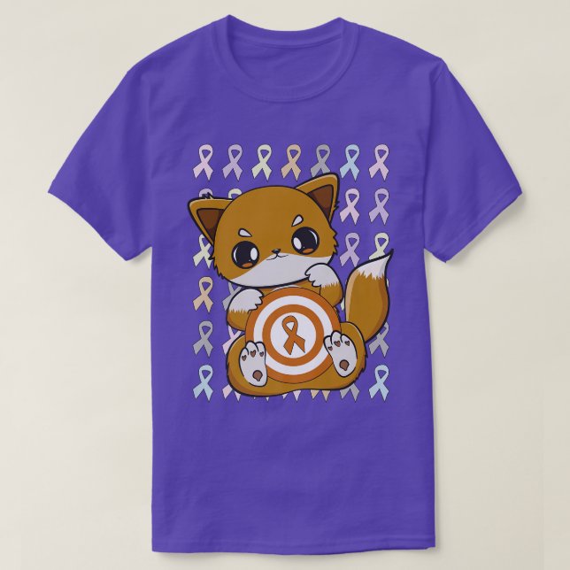 Niedlicher Fox mit orangefarbenem Band zur Leukämi T-Shirt (Design vorne)