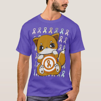Niedlicher Fox mit orangefarbenem Band zur Leukämi T-Shirt