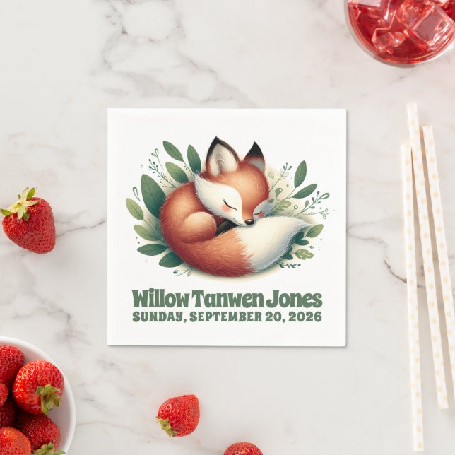 Niedlicher Fox-Schlaf in Blätter Kinderdusche Serviette (Beispiel)