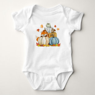 Niedlicher Fox- und Eichhörnchen und Pumpkins-Ernt Baby Strampler