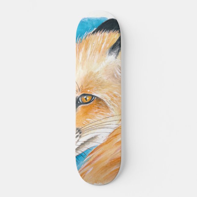 Niedlicher Fox Wasserfarben Skateboard (Vorderseite)