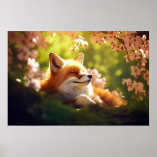 Niedlicher Foxenvorrat im Frühjahr Poster