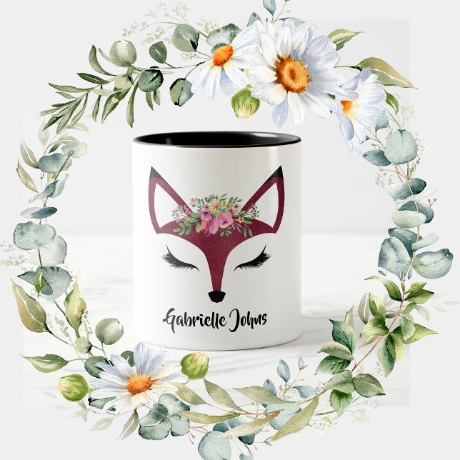 Niedlicher Foxname Personalisiert Zweifarbige Tasse (Von Creator hochgeladen)