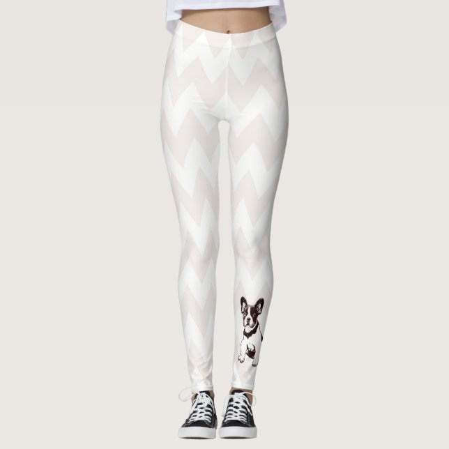 Niedlicher französische Bulldoggen-Welpe Leggings (Vorderseite)