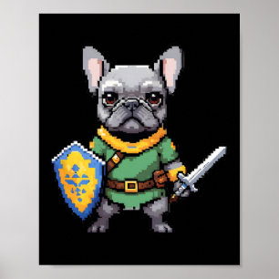 Niedlicher französischer Bulldog als Retro-Videosp Poster