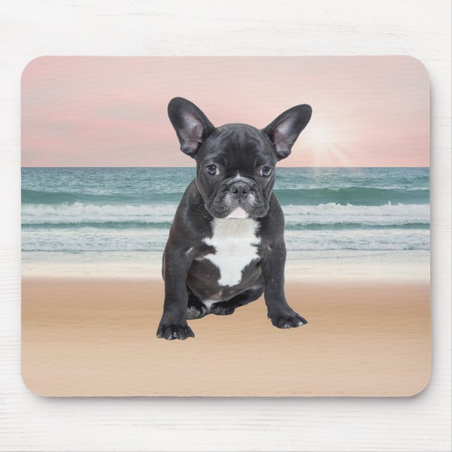 Niedlicher französischer Bulldog Beach Mousepad (Vorne)