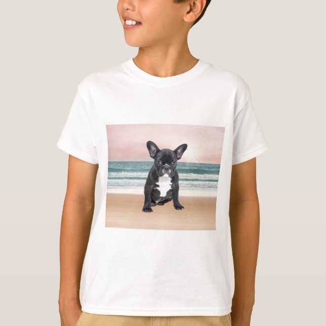 Niedlicher französischer Bulldog Beach T-Shirt (Vorderseite)