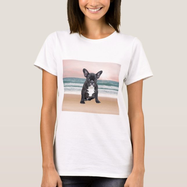 Niedlicher französischer Bulldog Beach T-Shirt (Vorderseite)