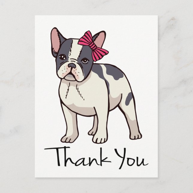 Niedlicher französischer Bulldog Danke, Frenchie P Postkarte (Vorderseite)