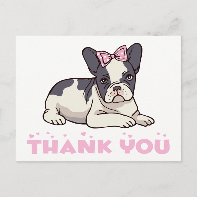 Niedlicher französischer Bulldog Danke, Frenchie P Postkarte (Vorderseite)