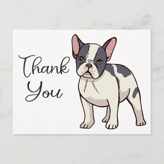 Niedlicher französischer Bulldog Danke, Frenchie P Postkarte (Vorderseite)