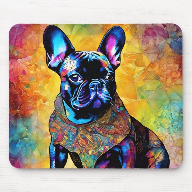Niedlicher französischer Bulldog "Frenchie" farben Mousepad (Vorne)