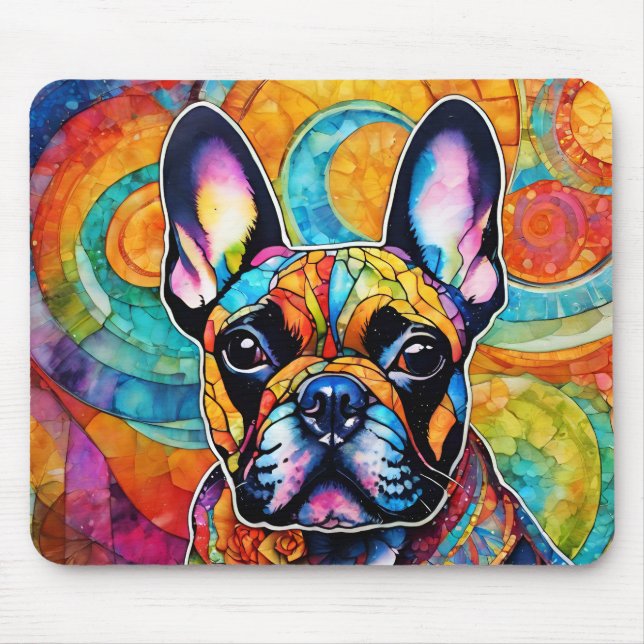 Niedlicher französischer Bulldog "Frenchie" farben Mousepad (Vorne)