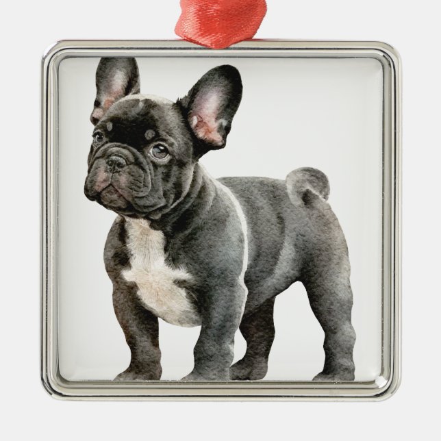 NIEDLICHER FRANZÖSISCHER BULLDOG-HUND ORNAMENT AUS METALL (Vorne)