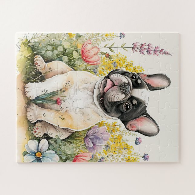 Niedlicher französischer Bulldog-Hund Puzzle (Horizontal)