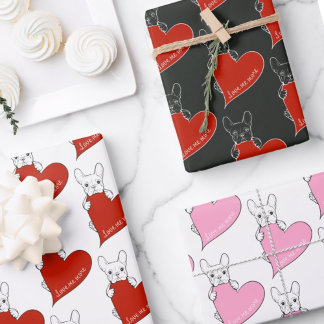 Niedlicher französischer Bulldog mit einem roten H Geschenkpapier Set