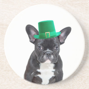 Niedlicher französischer Bulldog mit Hat St. Patri Getränkeuntersetzer