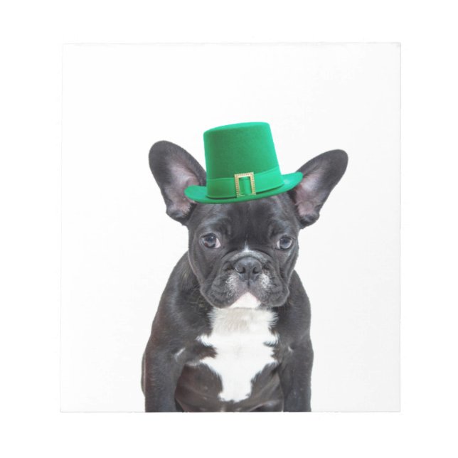 Niedlicher französischer Bulldog mit Hat St. Patri Notizblock (Vorderseite)