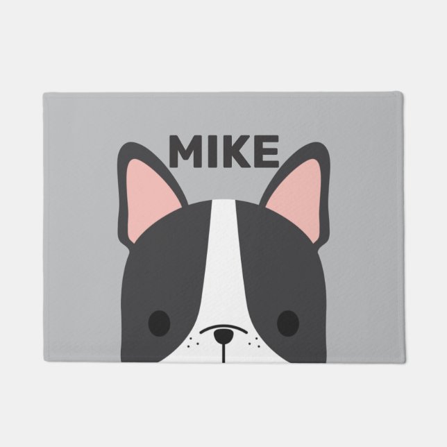 Niedlicher französischer Bulldog mit Personalisier Fußmatte (Vorderseite)