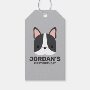 Niedlicher französischer Bulldog mit Personalisier Geschenkanhänger
