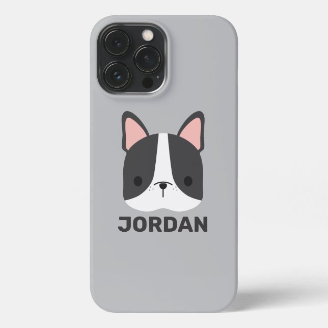 Niedlicher französischer Bulldog mit Personalisier iPhone Hülle (Rückseite)