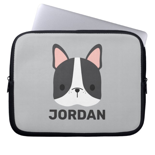 Niedlicher französischer Bulldog mit Personalisier Laptopschutzhülle (Vorderseite)