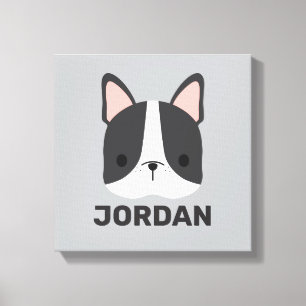 Niedlicher französischer Bulldog mit Personalisier Leinwanddruck
