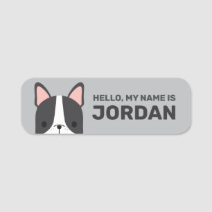 Niedlicher französischer Bulldog mit Personalisier Namensschild
