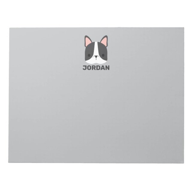 Niedlicher französischer Bulldog mit Personalisier Notizblock (Vorderseite)