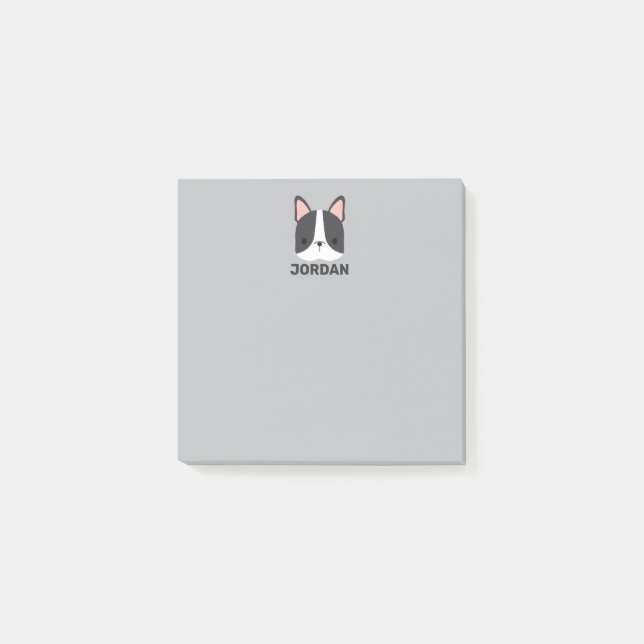 Niedlicher französischer Bulldog mit Personalisier Post-it Klebezettel (Vorderseite)