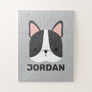 Niedlicher französischer Bulldog mit Personalisier Puzzle
