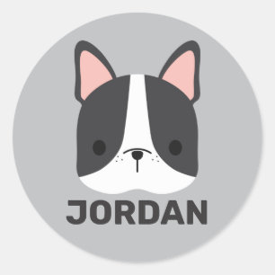 Niedlicher französischer Bulldog mit Personalisier Runder Aufkleber
