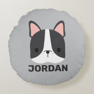 Niedlicher französischer Bulldog mit Personalisier Rundes Kissen