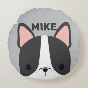 Niedlicher französischer Bulldog mit Personalisier Rundes Kissen