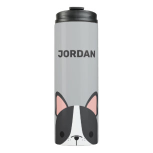 Niedlicher französischer Bulldog mit Personalisier Thermosbecher