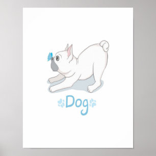 Niedlicher französischer Bulldog mit Schmetterling Poster