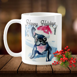 Niedlicher französischer Bulldog mit Weihnachts-We Kaffeetasse