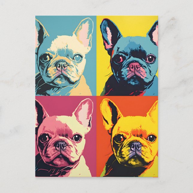 Niedlicher französischer Bulldog Moderner Pop Art Postkarte (Vorderseite)