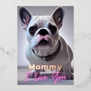 Niedlicher französischer Bulldog Mommy Zitat I Lie Folien Feiertagskarte