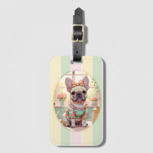 Niedlicher französischer Bulldog Pastell Lines Cot Gepäckanhänger
