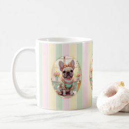 Niedlicher französischer Bulldog Pastell Lines Cot Kaffeetasse