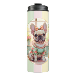 Niedlicher französischer Bulldog Pastell Lines Cot Thermosbecher